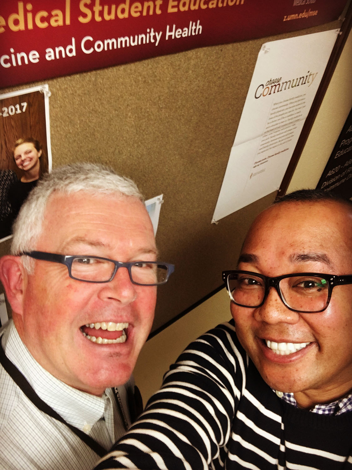 Dr. David V. Power selfie photograph with a colleague.