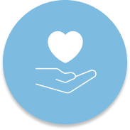 Hand holding a heart icon on top, jump to David's annual patient summary ratings on the Home page.